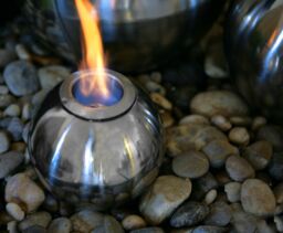 Primrose Stainless Steel Fire & Water Feature Magma Triple Sphere H27cm in Metallic Silver - thumbnail 5