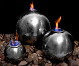 Primrose Stainless Steel Fire & Water Feature Magma Triple Sphere H27cm in Metallic Silver - thumbnail 3