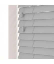 New Edge Blinds Smooth Finish Faux Wood Venetian Blinds with Strings 120cm Drop in Light Grey - Size: 90 cm - thumbnail 1