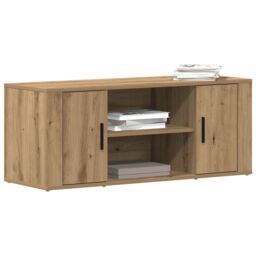 Berkfield Home TV Cabinet Artisan Oak 100x35x40 cm Engineered Wood in Brown - Size: 100 x 35 x 40 cm - thumbnail 3