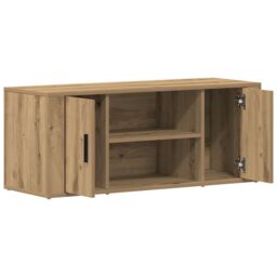 Berkfield Home TV Cabinet Artisan Oak 100x35x40 cm Engineered Wood in Brown - Size: 100 x 35 x 40 cm - thumbnail 5