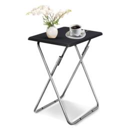 Huhote Small Folding Beside Side Table End Table Small Space Outdoor Room in Black - thumbnail 1