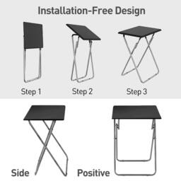 Huhote Small Folding Beside Side Table End Table Small Space Outdoor Room in Black - thumbnail 7