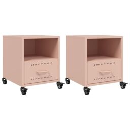 Berkfield Home Bedside Cabinets 2 pcs Pink 36x39x43.5 cm Steel - thumbnail 2
