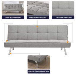 Bravich LTD Click Clack Fabric Sofa Bed - 3 Seater in Grey - thumbnail 3