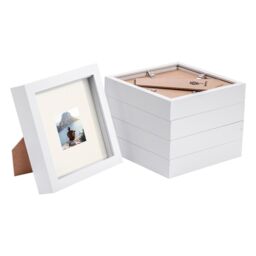"Nicola Spring 6"" x 6"" White 3D Box Photo Frames - 2"" x 2"" Mount - Pack of 5 in Ivory" - thumbnail 1