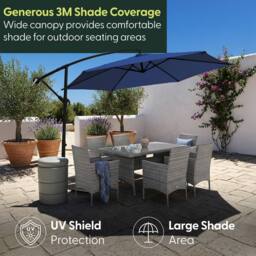 Keplin 3M Cantilever Garden Parasol with Cover & 4pc Fillable Base Set in Navy - thumbnail 2