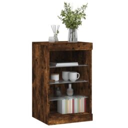 Berkfield Home Sideboard with LED Lights Smoked Oak 41x37x67 cm in Brown - Size: 41 x 37 x 67 cm - thumbnail 5