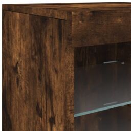 Berkfield Home Sideboard with LED Lights Smoked Oak 41x37x67 cm in Brown - Size: 41 x 37 x 67 cm - thumbnail 9