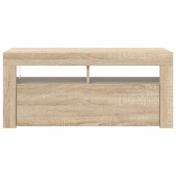 Berkfield Home TV Cabinet with LED Lights Sonoma Oak 90x35x40 cm in Light Oak - Size: 90 x 35 x 40 cm - thumbnail 8