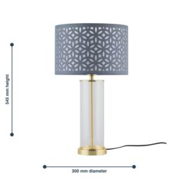First Choice Lighting Set of 2 Aura - Satin Brass Lamps with Grey Cut Out Shades in Gold - thumbnail 9