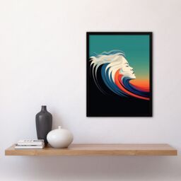 "Artery8 The Sea Is Calling Oil Painting Siren Wave Modern Bathroom Toilet Art Print Framed Poster Wall Decor 12x16 inch in Black - Size: W12"" x H16""" - thumbnail 4