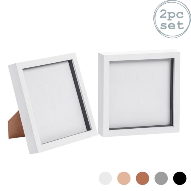 "Nicola Spring 3D Box Photo Frames - 8 x 8"" - Pack of 2 in White" - image 1