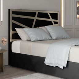 Casani Arabella Upholstered Soft Velvet Metal Bed Frame in Black - Size: Single - thumbnail 2