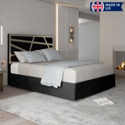 Casani Arabella Upholstered Soft Velvet Metal Bed Frame in Black - Size: Single - thumbnail 5