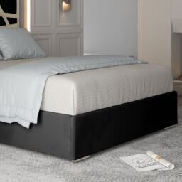Casani Arabella Upholstered Soft Velvet Metal Bed Frame in Black - Size: Single - thumbnail 3
