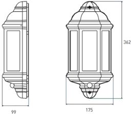 Netlighting LED Half Wall Lantern with Photocell Sensor White 230V IP54 8W - thumbnail 2