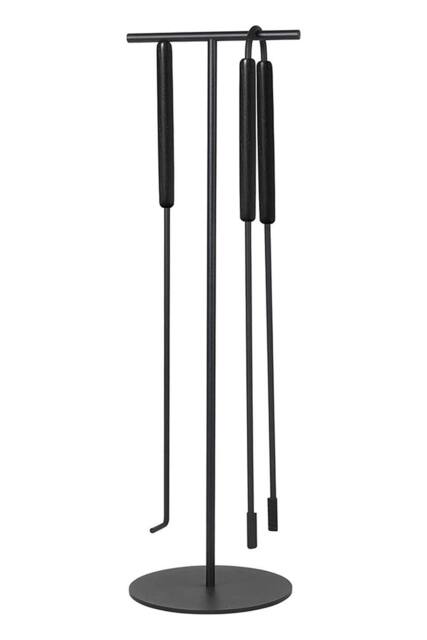 Blomus Ashi 3 Piece Steel Fireplace Tool Set with Black Oak Handle - image 1
