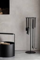 Blomus Ashi 3 Piece Steel Fireplace Tool Set with Black Oak Handle - thumbnail 4