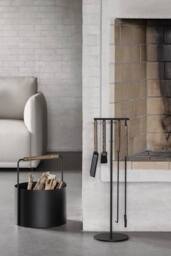 Blomus Ashi 3 Piece Steel Fireplace Tool Set with Black Oak Handle - thumbnail 3