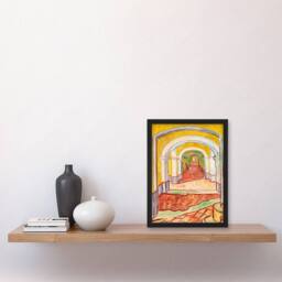 Artery8 Vincent van Gogh Framed Wall Art Print Corridor in the Asylum in Orange - Size: A4 - thumbnail 2