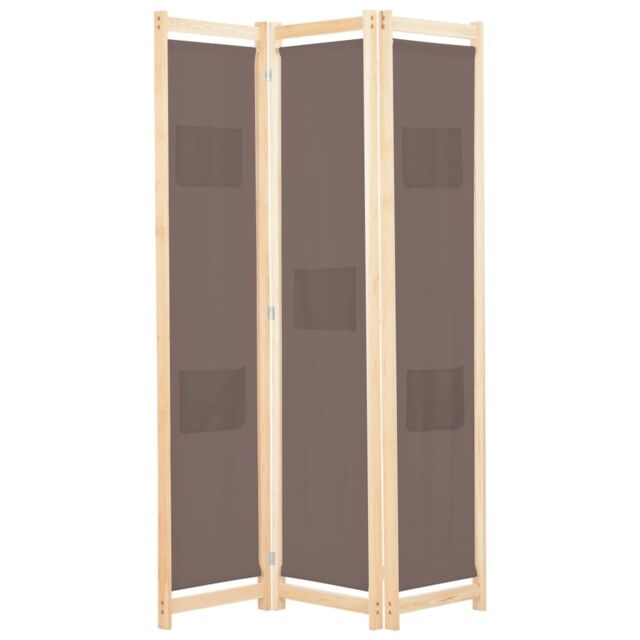 Berkfield Home 3-Panel Room Divider Brown 120x170x4 cm Fabric - Size: 120 x 170 x 4 cm - image 1