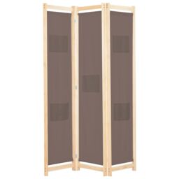 Berkfield Home 3-Panel Room Divider Brown 120x170x4 cm Fabric - Size: 120 x 170 x 4 cm