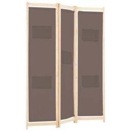 Berkfield Home 3-Panel Room Divider Brown 120x170x4 cm Fabric - Size: 120 x 170 x 4 cm - thumbnail 3