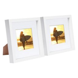 "Nicola Spring 8"" x 8"" White 3D Box Photo Frames - 4"" x 4"" Mount - Pack of 2"