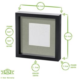 "Nicola Spring 8"" x 8"" White 3D Box Photo Frames - 4"" x 4"" Mount - Pack of 2" - thumbnail 4