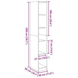 Berkfield Home Wardrobe Old Wood 30x50x200 cm Engineered Wood in Brown - Size: 30 x 50 x 200 cm - thumbnail 9