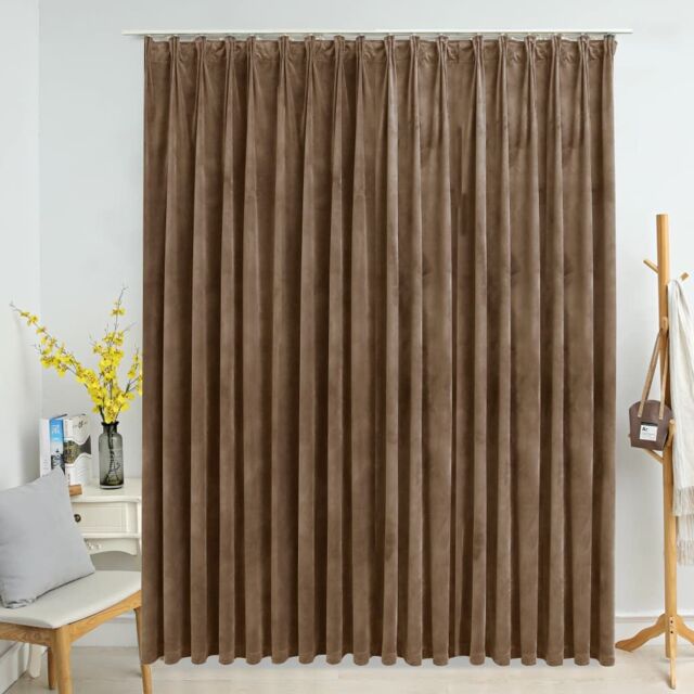Berkfield Home Blackout Curtain with Hooks Velvet Beige 290x245 cm - image 1