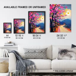 "Artery8 Hallstatt Austria Colourful Abstract Painting Wall Art Print in Pink - Size: W24"" x H32""" - thumbnail 3