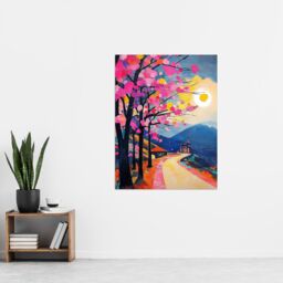 "Artery8 Hallstatt Austria Colourful Abstract Painting Wall Art Print in Pink - Size: W24"" x H32""" - thumbnail 4