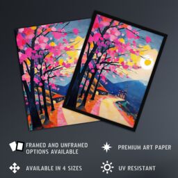 "Artery8 Hallstatt Austria Colourful Abstract Painting Wall Art Print in Pink - Size: W24"" x H32""" - thumbnail 2