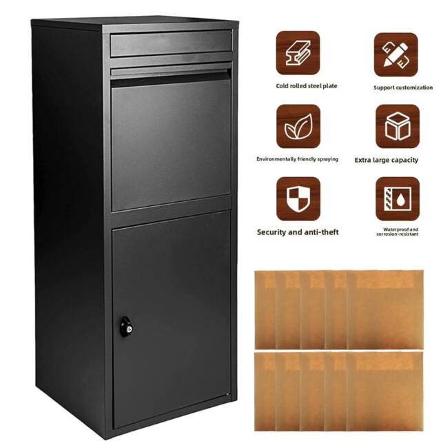 Hinsinc Parcel Box Extra Large Metal Lockable Outdoor Delivery in Black - image 1
