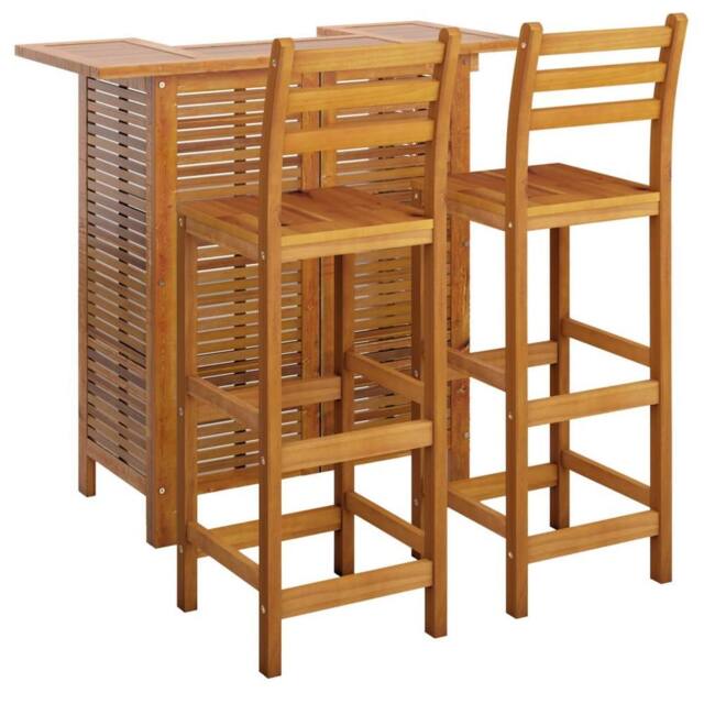 Berkfield Home Beautiful 3 Piece Garden Bar Set Solid Wood Acacia in Brown - image 1
