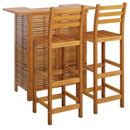 Berkfield Home Beautiful 3 Piece Garden Bar Set Solid Wood Acacia in Brown - thumbnail 1