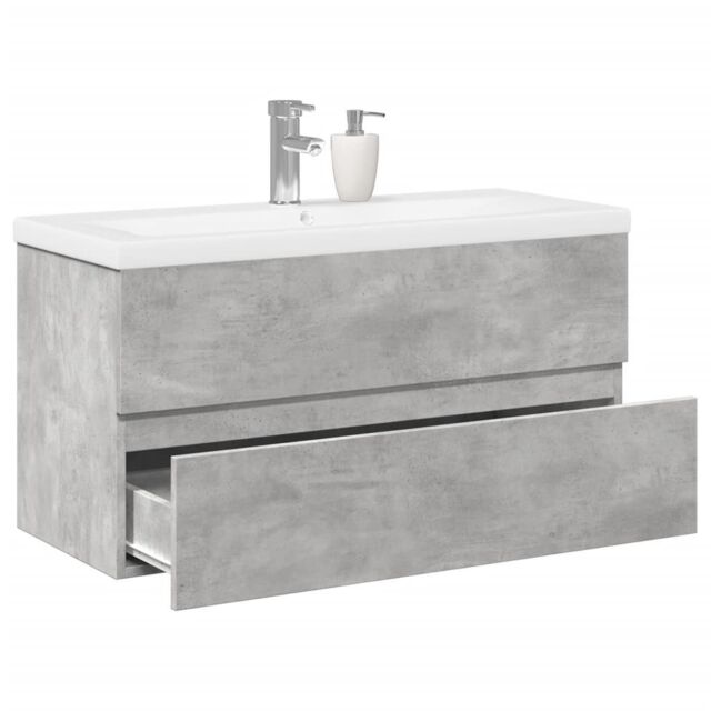 Berkfield Home 2 Piece Bathroom Furniture Set Concrete Grey Engineered Wood - image 1