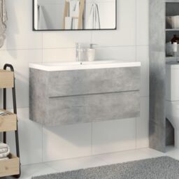 Berkfield Home 2 Piece Bathroom Furniture Set Concrete Grey Engineered Wood - thumbnail 3