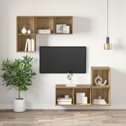 Berkfield Home TV Cabinet Artisan oak 37 x 37 x 72 cm Engineered wood in Brown - thumbnail 6