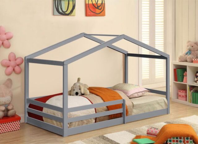 Comfy Living Ltd 3ft Wooden House Bed in Grey - Size: Single - image 1