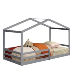 Comfy Living Ltd 3ft Wooden House Bed in Grey - Size: Single - thumbnail 2
