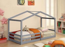 Comfy Living Ltd 3ft Wooden House Bed in Grey - Size: Single - thumbnail 1