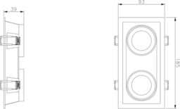 Netlighting Knightsbridge Dipa Twin Tilt Square AntiGlare Downlight Black DIC2TSB - thumbnail 2