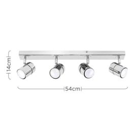 ValueLights Rosie 4 Way Silver Ceiling Bar Spotlight - thumbnail 6