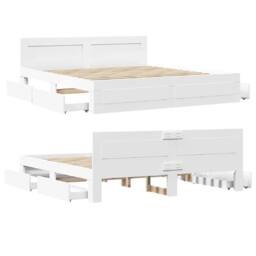 Berkfield Home Durable Bed Frame with Headboard without Mattress White 200x200 cm - thumbnail 8