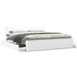 Berkfield Home Durable Bed Frame with Headboard without Mattress White 200x200 cm - thumbnail 4