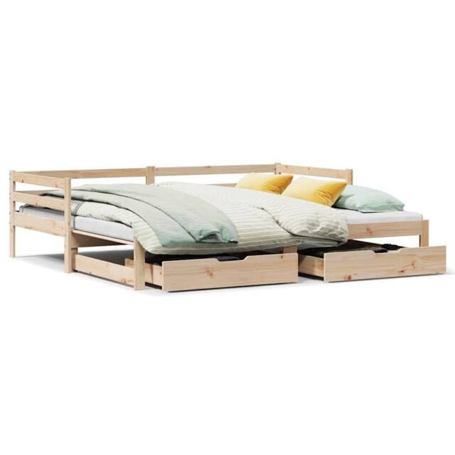 Berkfield Home Daybed with Trundle & Drawers without Mattress 80x200 cm in Natural - image 1