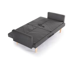 Home Detail Ryan Fabric Sofa Bed With V-Shaped Fabric Detail Square Armrests & Wooden Legs in Dark Grey - thumbnail 6